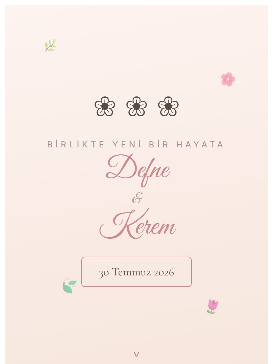 Bohem & Çiçekli davetiye açılış ekranı