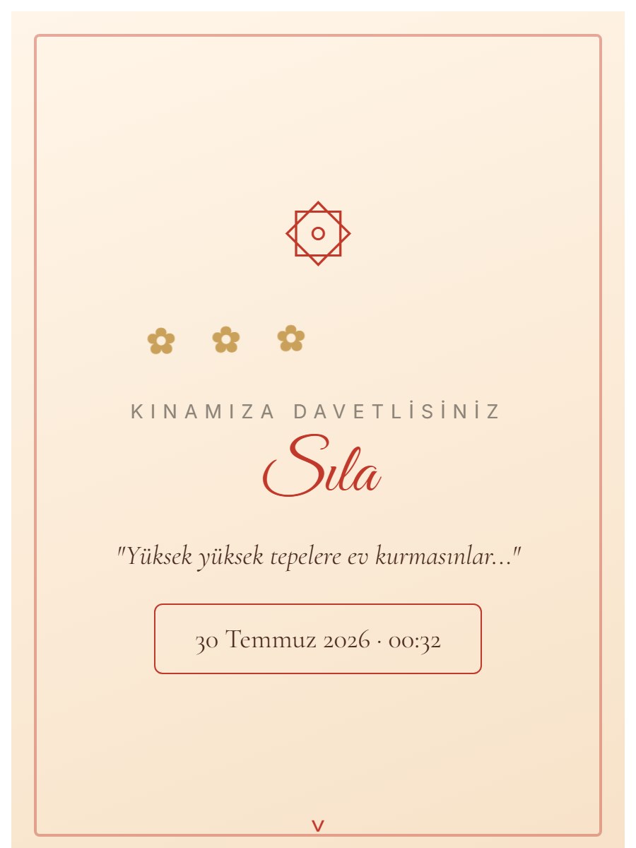 Kına Gecesi davetiye açılış ekranı