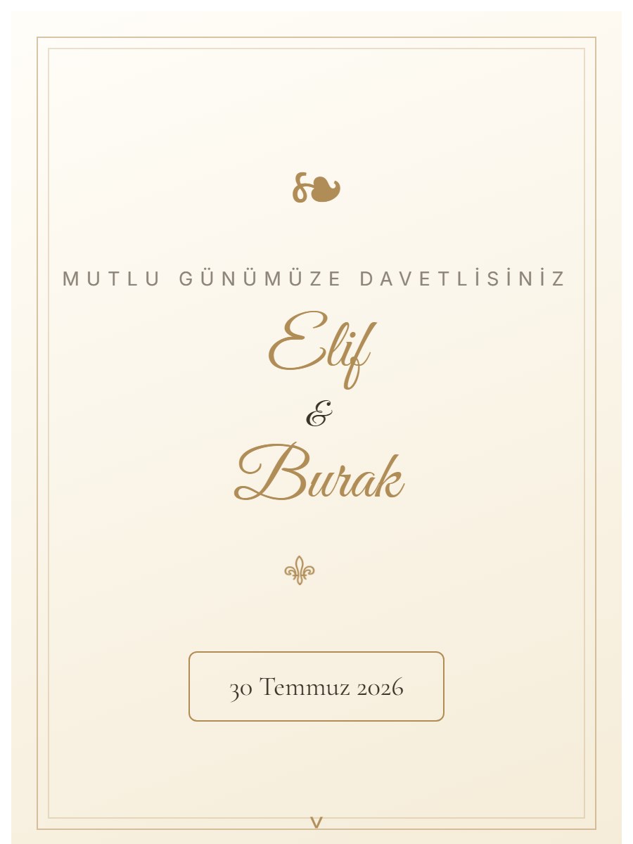 Klasik & Altın davetiye açılış ekranı